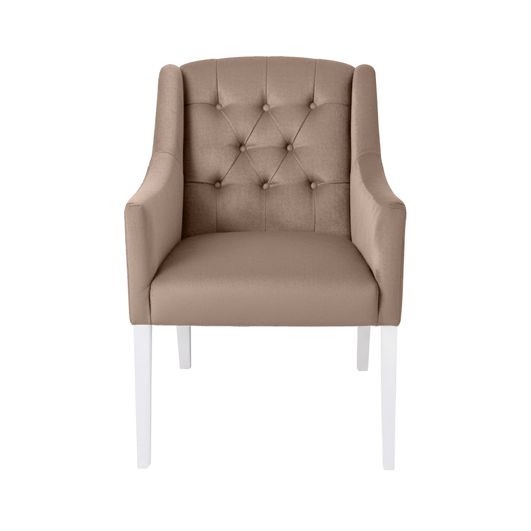 Esszimmerstuhl Canon - Alcantara Beige - Weiße Füße - Vorderansicht | Marcottestyle