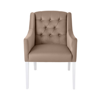 Esszimmerstuhl Canon - Alcantara Beige - Weiße Füße - Vorderansicht | Marcottestyle
