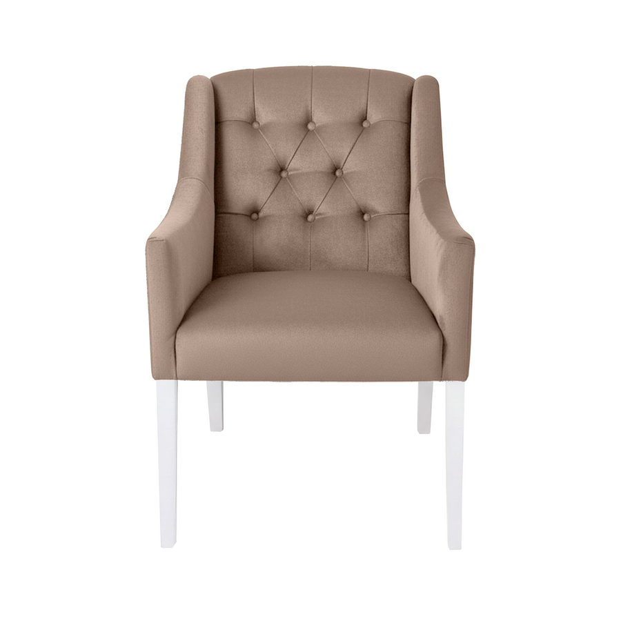 Esszimmerstuhl Canon - Alcantara Beige - Weiße Füße - Vorderansicht | Marcottestyle