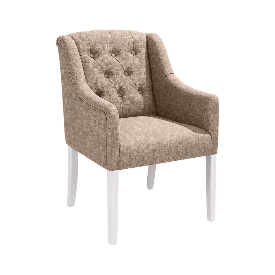 Esszimmerstuhl Canon - Beige - Weiß Füße