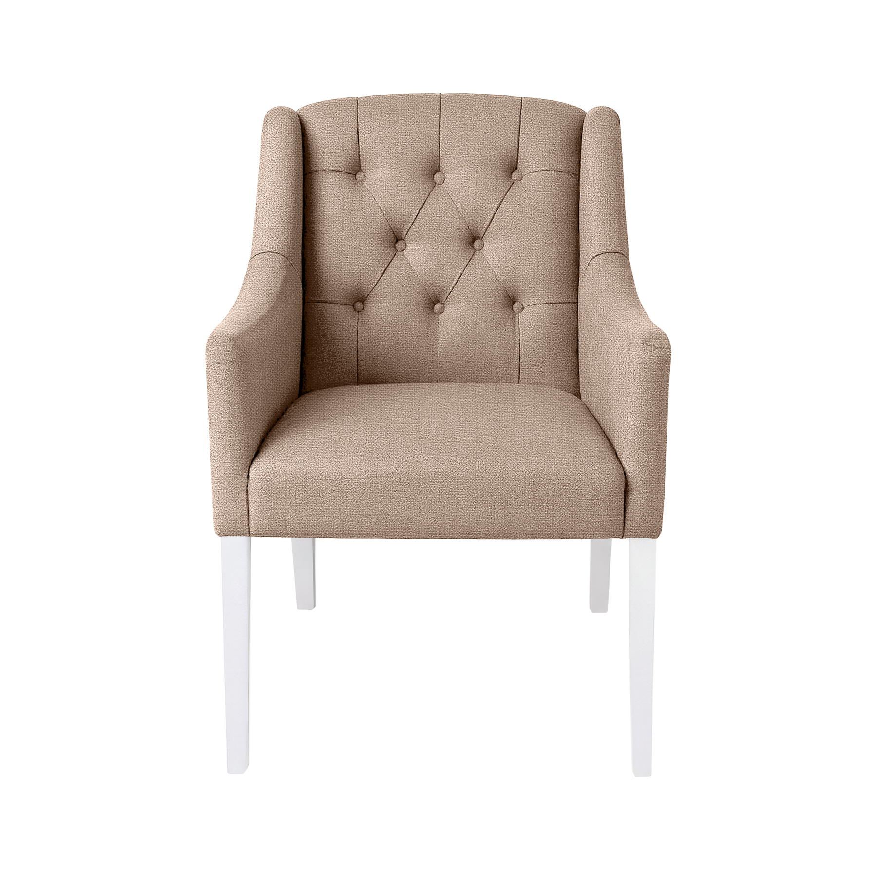 Esszimmerstuhl Canon - Beige - Weiß Füße