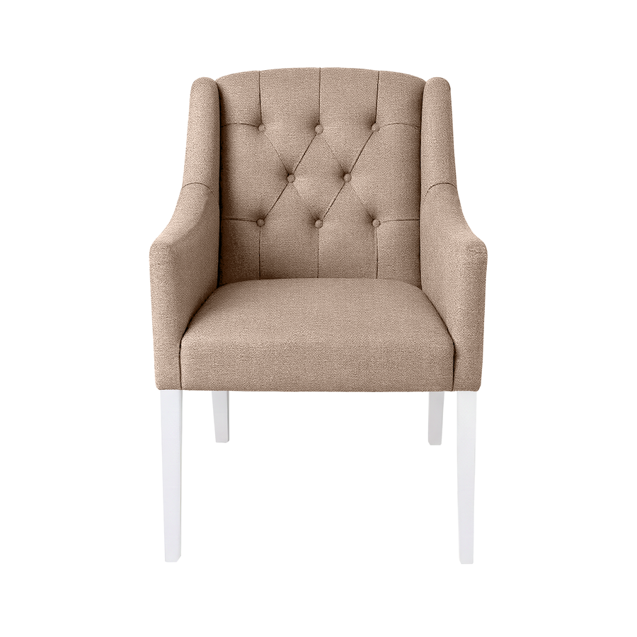 Esszimmerstuhl Canon - Beige - Weiß Füße
