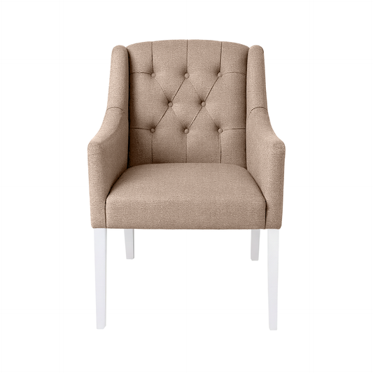Chaise de salle à manger Canon - Beige - pieds blancs | Marcottestyle