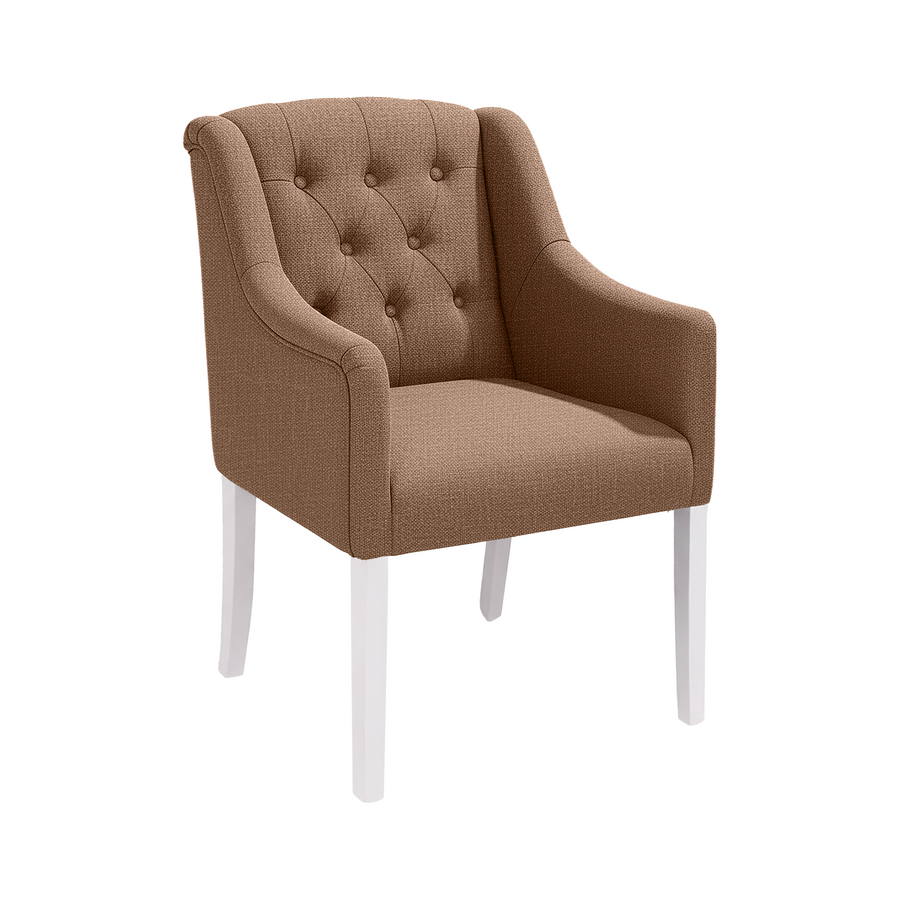 Chaise de salle à manger Canon - Marron clair - Blanc pieds