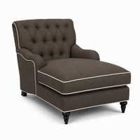 Chaiselongue Henry-78 - Braun mit Weiß Piping - 78 x 145 x 87 cm