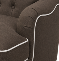 Chaiselongue Henry-78 - Braun mit Weiß Piping - 78 x 145 x 87 cm