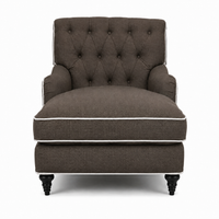 Chaiselongue Henry-78 - Braun mit Weiß Piping - 78 x 145 x 87 cm