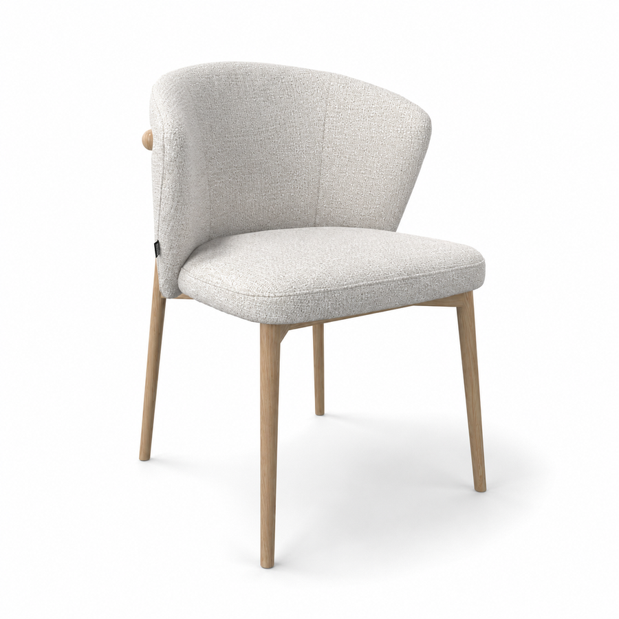 Dining Chair Harmony - Oasis 01 Fabric & Natural Wood Frame - 60 x 58 x 81 cm