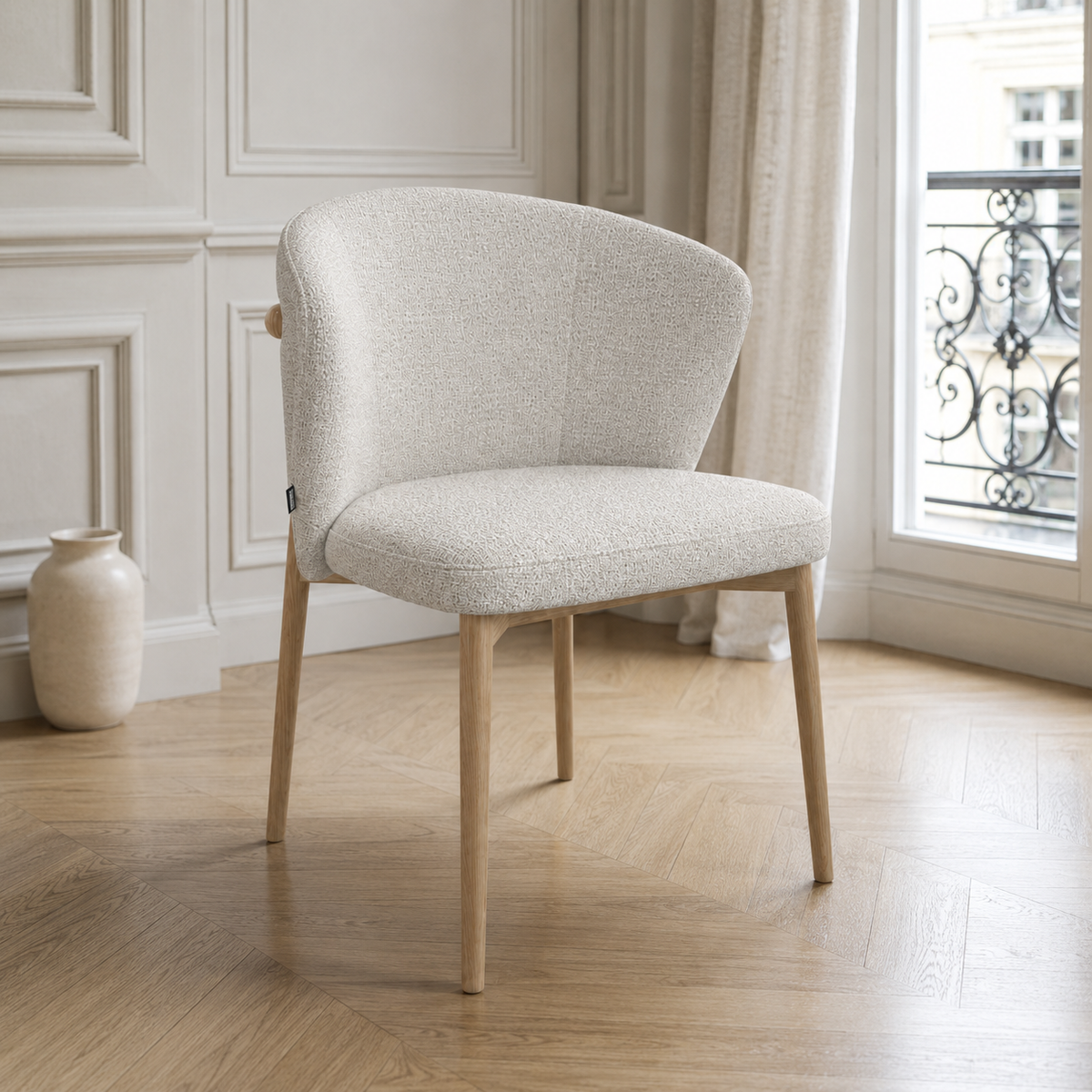 Chaise à manger Harmonie - Oasis 01 Tissu & Cadre en bois naturel - 60 x 58 x 81 cm