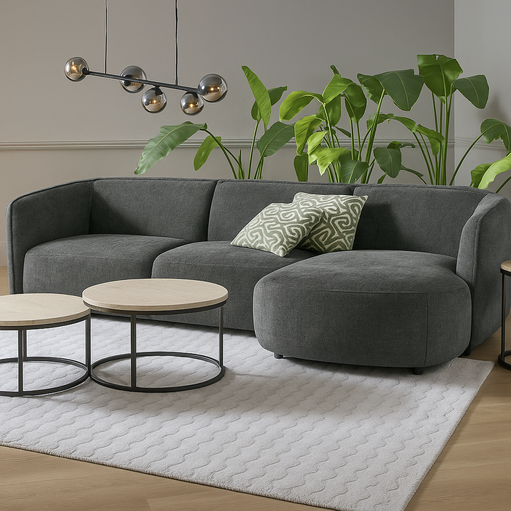 Sofa Cavallo - Black Fabric Corner Sofa 280×152cm | Marcottestyle