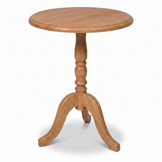 Coffee Table Margaux in solid oak, three-quarter view from the front left, 60 x 60 x 78 cm