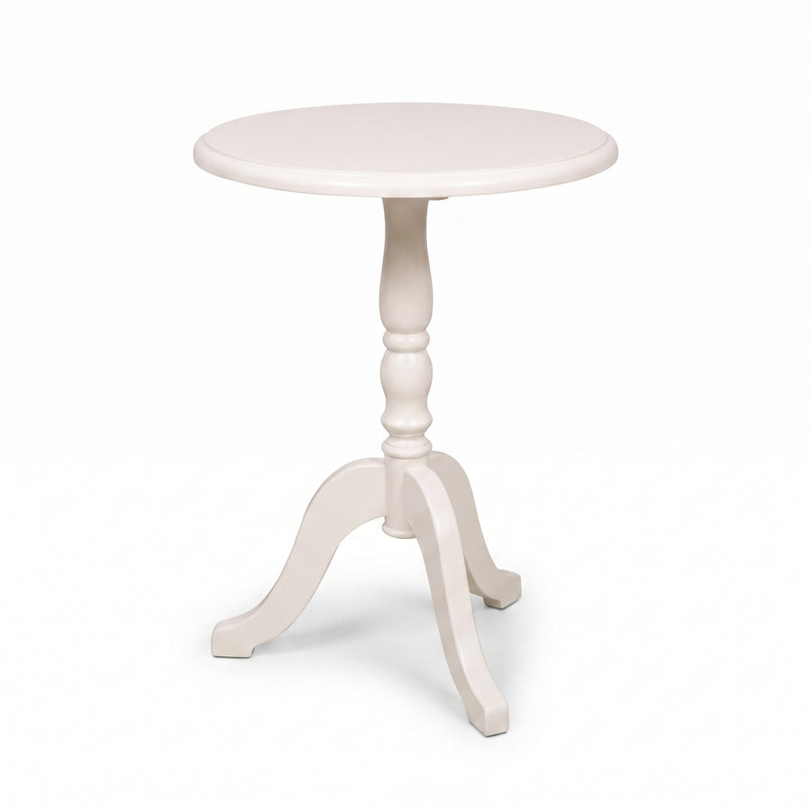 Coffee Table Margaux in white, three-quarter view from the front left, 60 x 60 x 78 cm