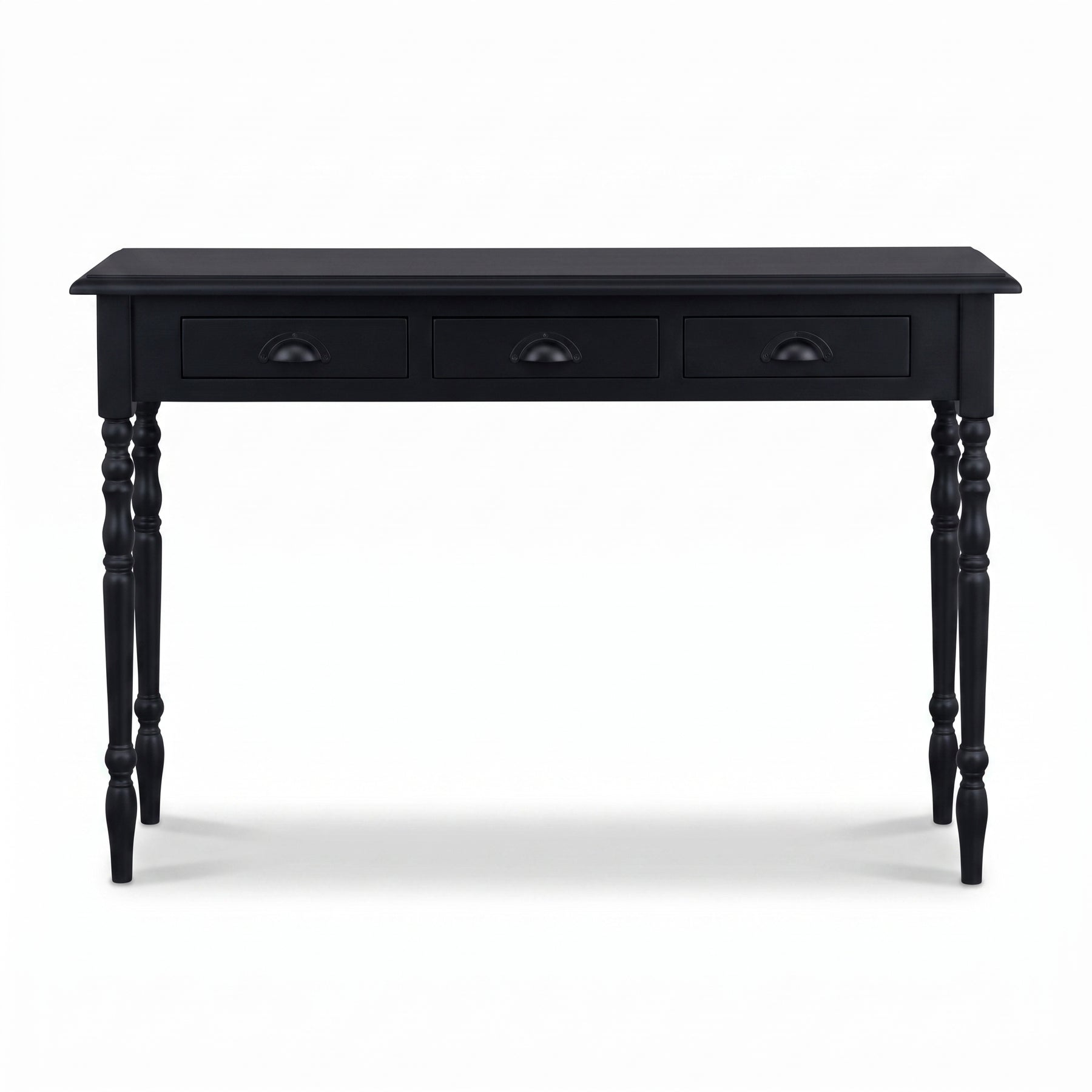 Console table Brouilly in black, front view, 120 x 35 x 79 cm