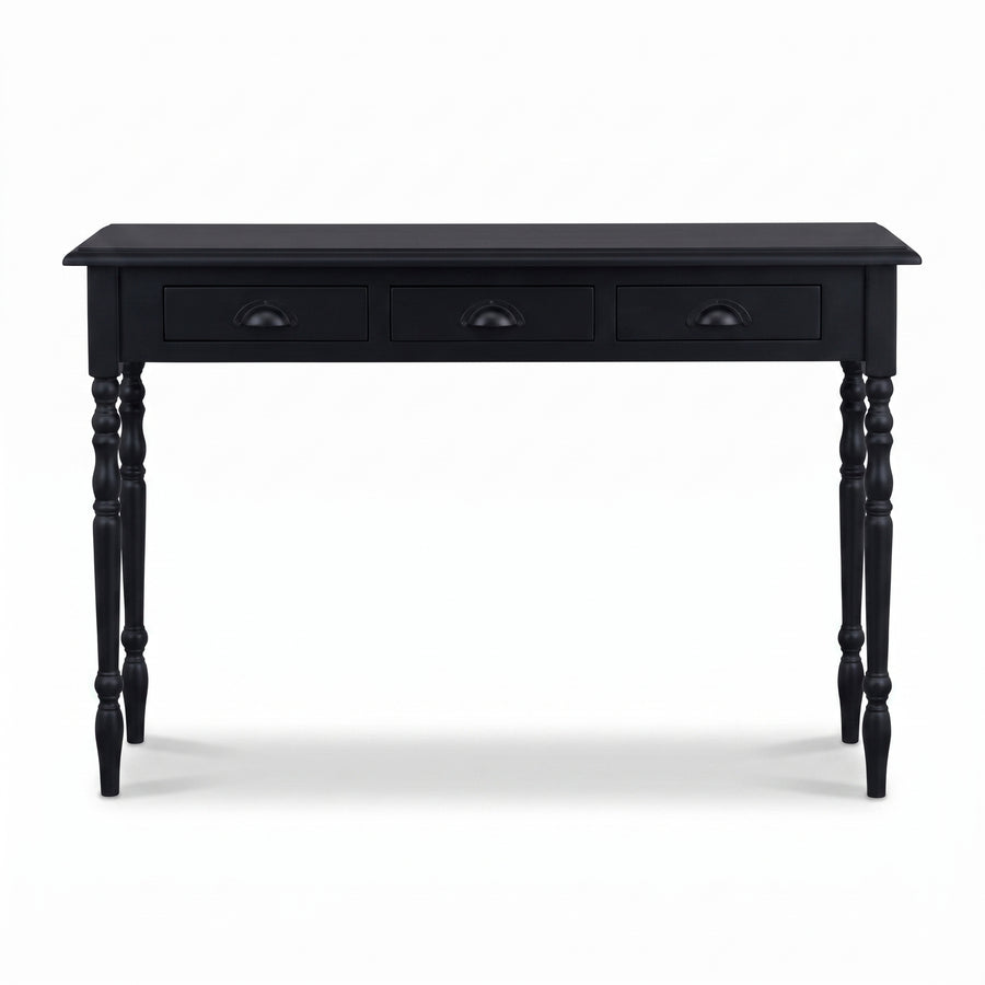 Console table Brouilly in black, front view, 120 x 35 x 79 cm