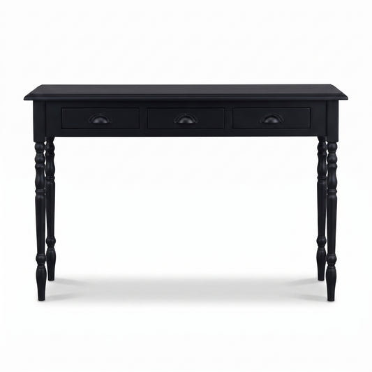 Console table Brouilly in black, front view, 120 x 35 x 79 cm
