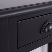 Console table Brouilly in black, close-up of the finish and construction, 120 x 35 x 79 cm