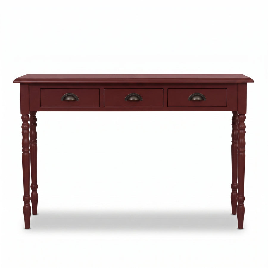 Console table Brouilly in bordeaux, front view, 120 x 35 x 79 cm