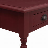 Console table Brouilly in bordeaux, close-up of the finish and construction, 120 x 35 x 79 cm