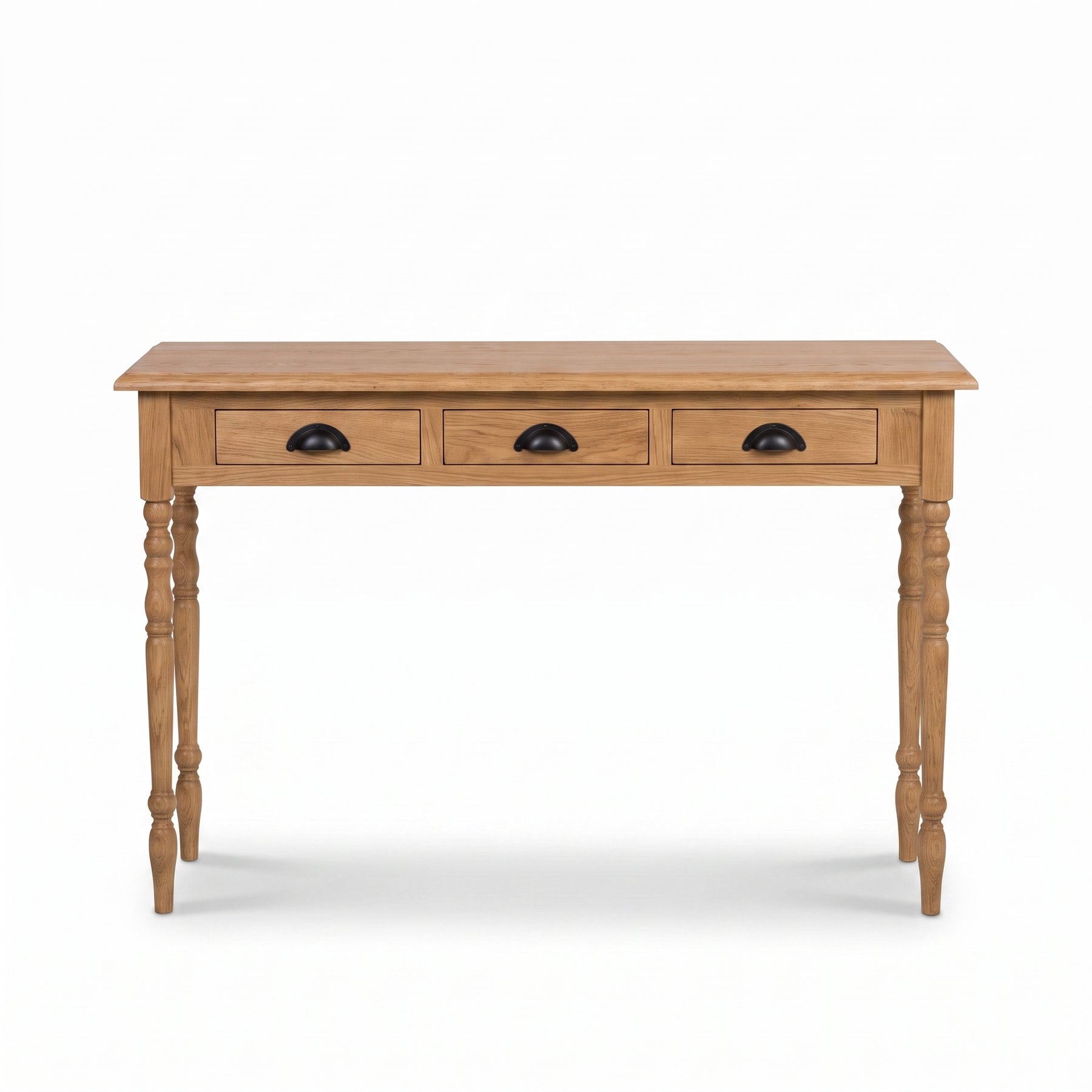 Console table Brouilly in oak, front view, 120 x 35 x 79 cm
