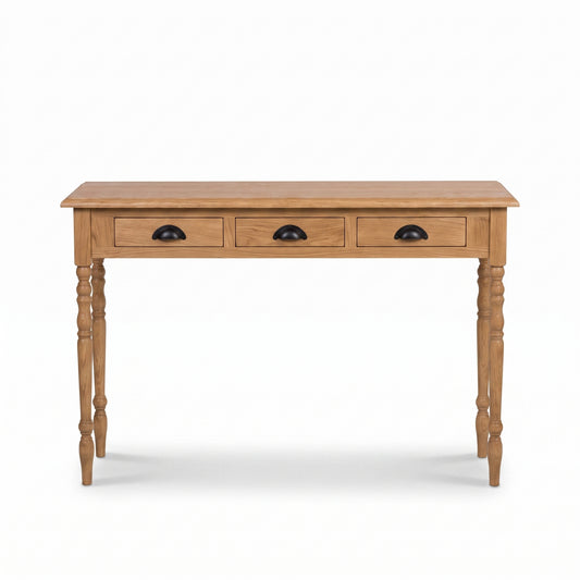 Console table Brouilly in oak, front view, 120 x 35 x 79 cm