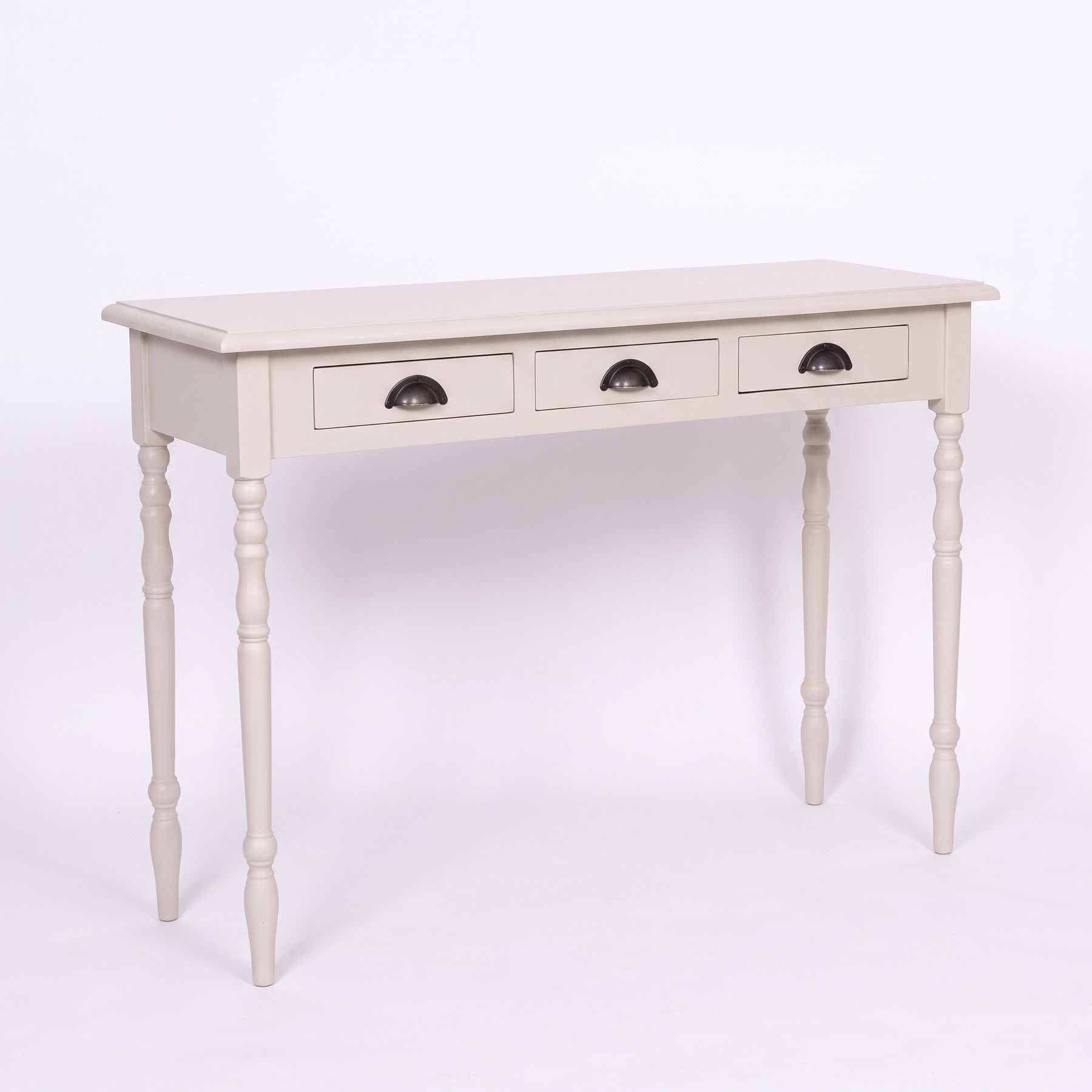Console table Brouilly in white, three-quarter view from the front left, 120 x 35 x 79 cm