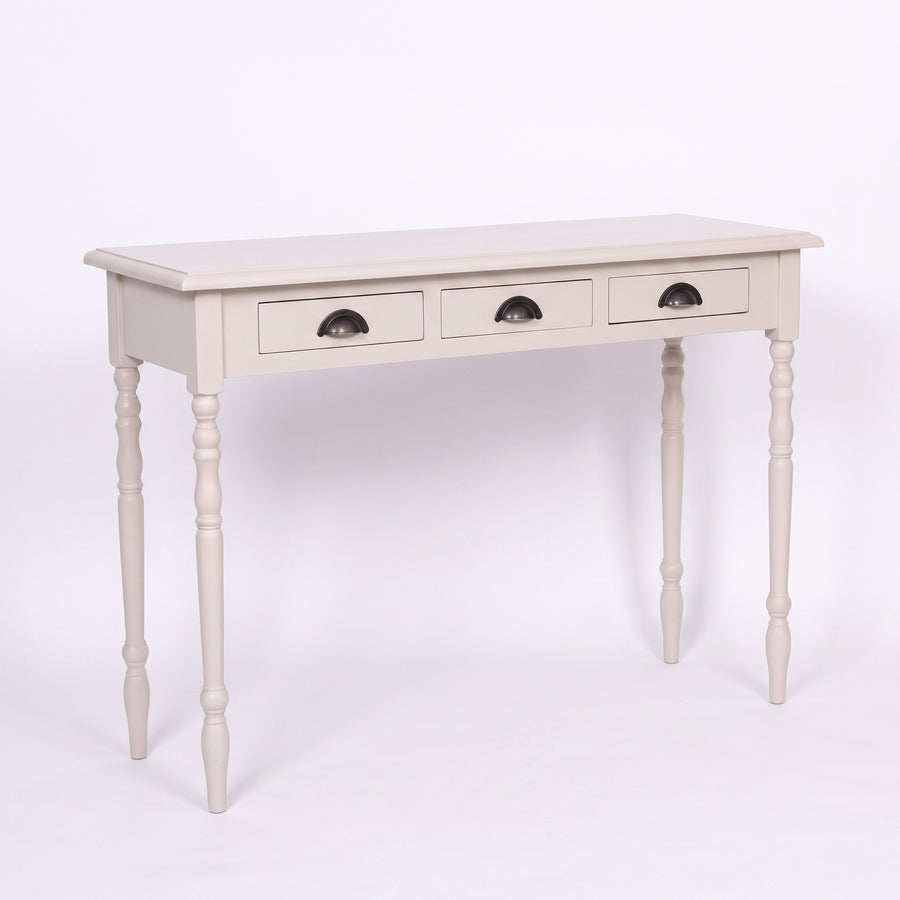 Console table Brouilly in white, three-quarter view from the front left, 120 x 35 x 79 cm