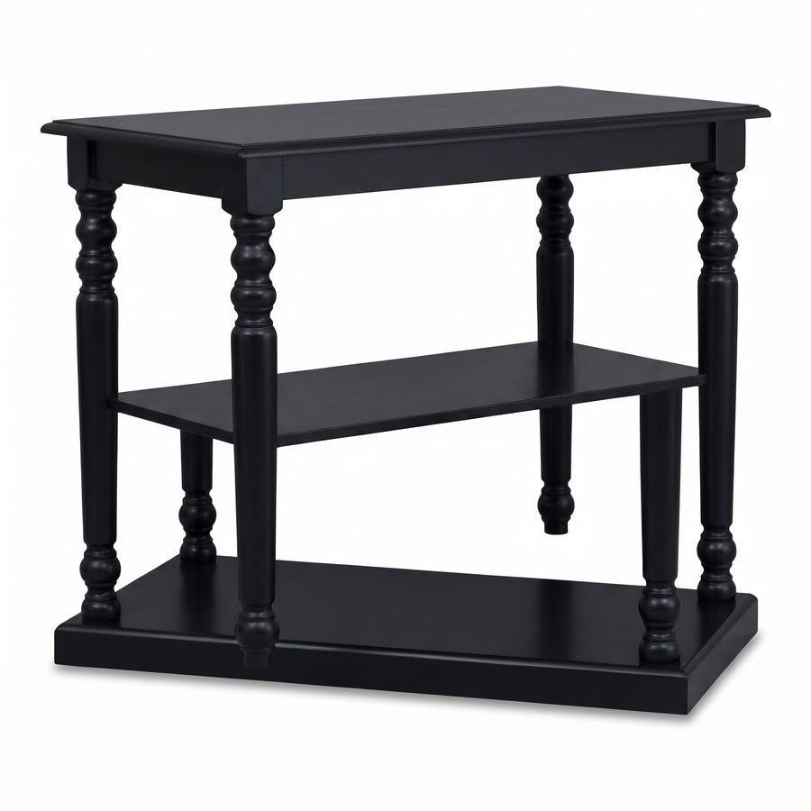 Console Table Fleurie in black, three-quarter view from the front left, 110 x 60 x 89 cm