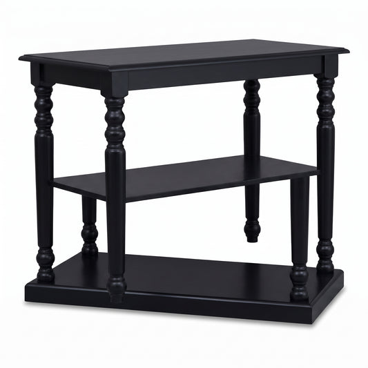 Console Table Fleurie in black, three-quarter view from the front left, 110 x 60 x 89 cm