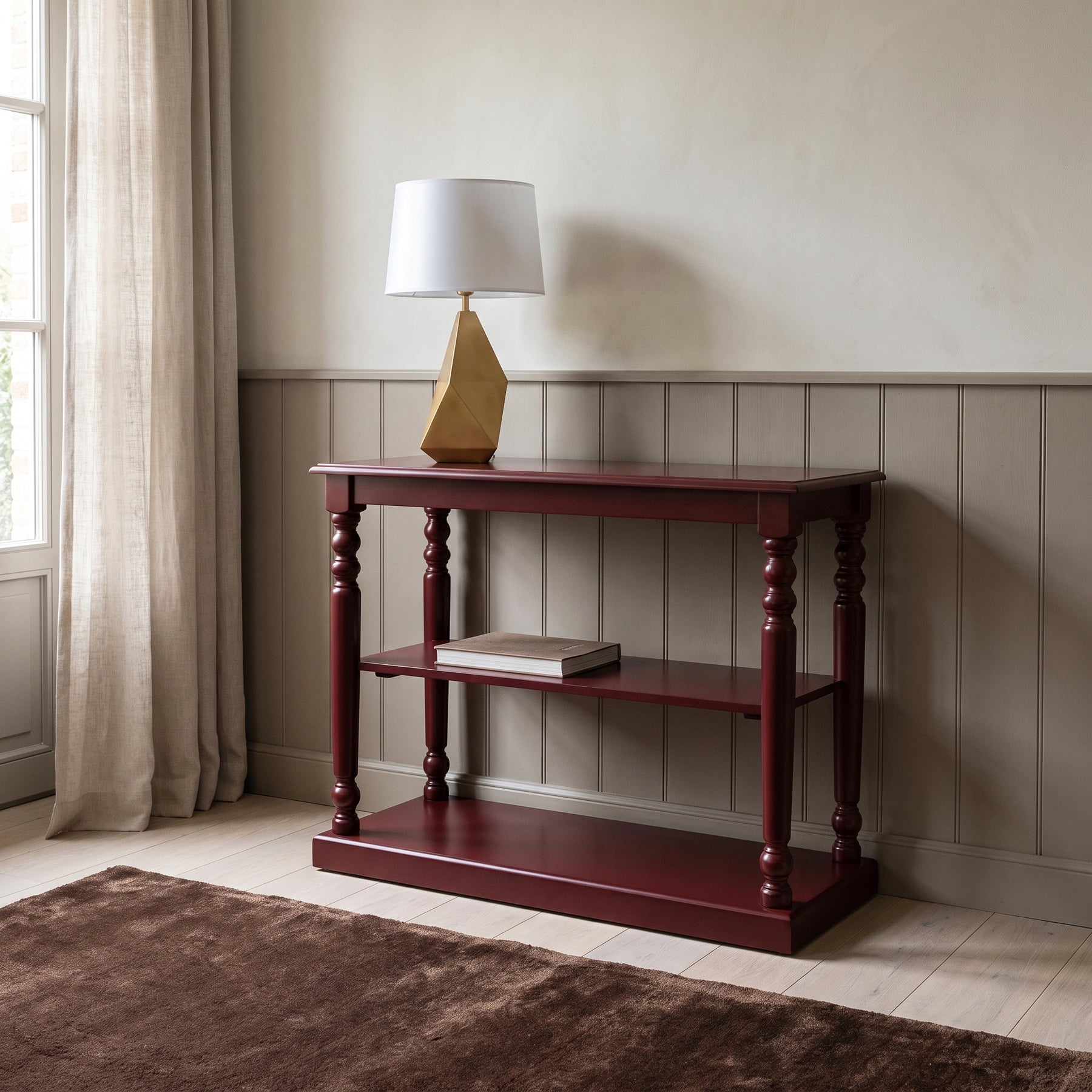 Console Table Fleurie in bordeaux, in an interior, 110 x 60 x 89 cm