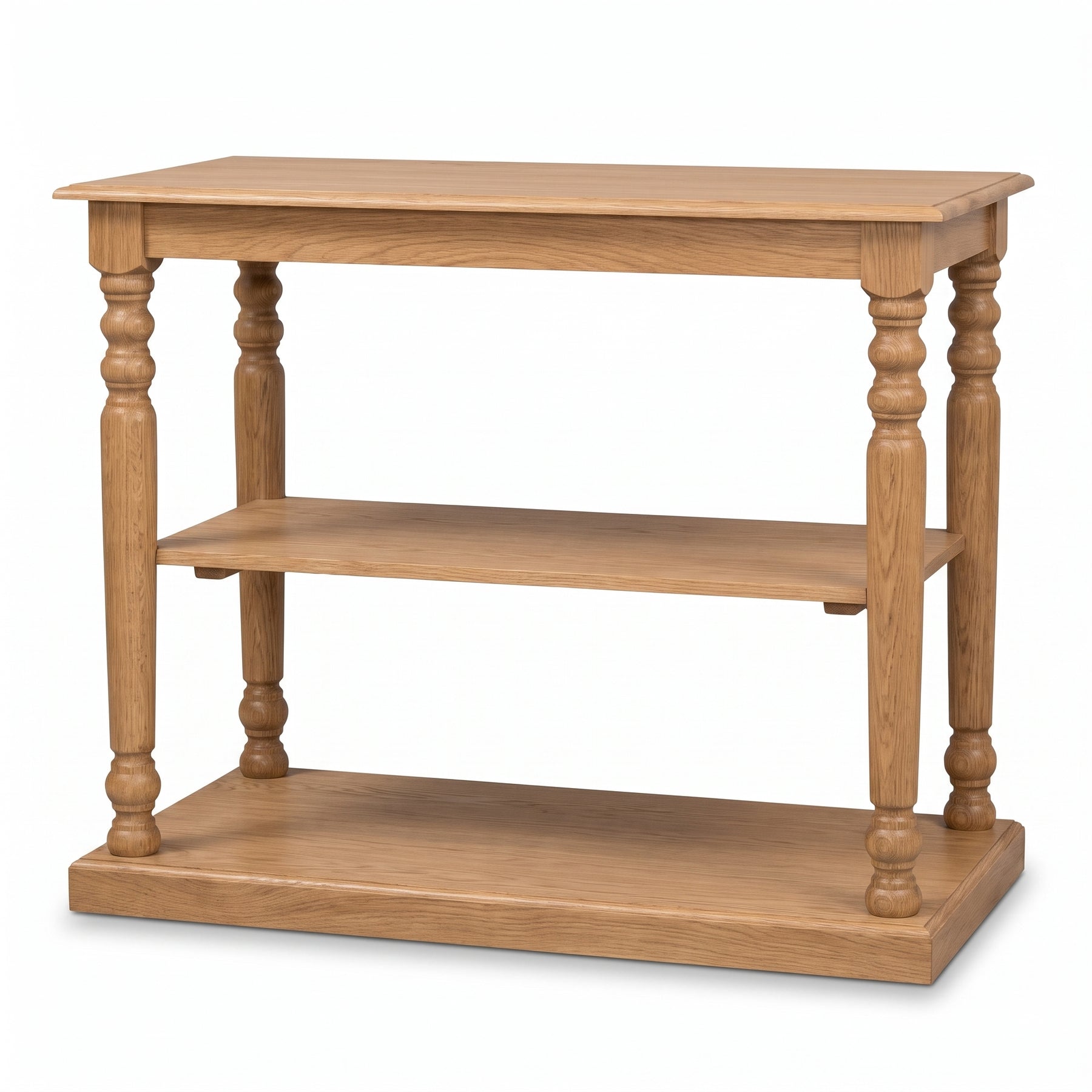 Console Table Fleurie in oak, three-quarter view from the front left, 110 x 60 x 89 cm