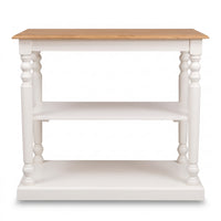 Console Table Fleurie in white with oak top, front view, 110 x 60 x 89 cm