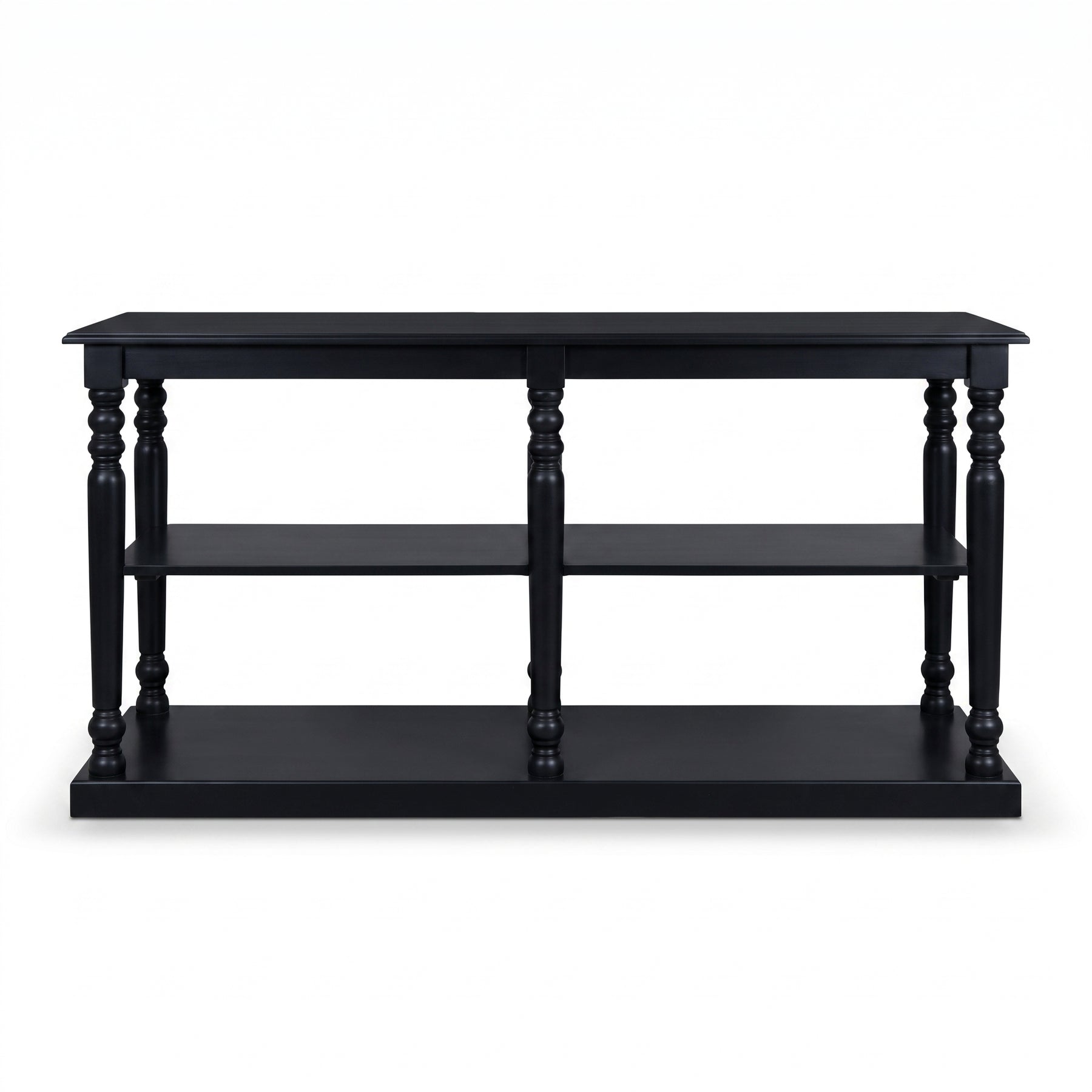 Console table Jarnac in black, front view, 180 x 60 x 89 cm