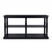 Console table Jarnac in black, front view, 180 x 60 x 89 cm