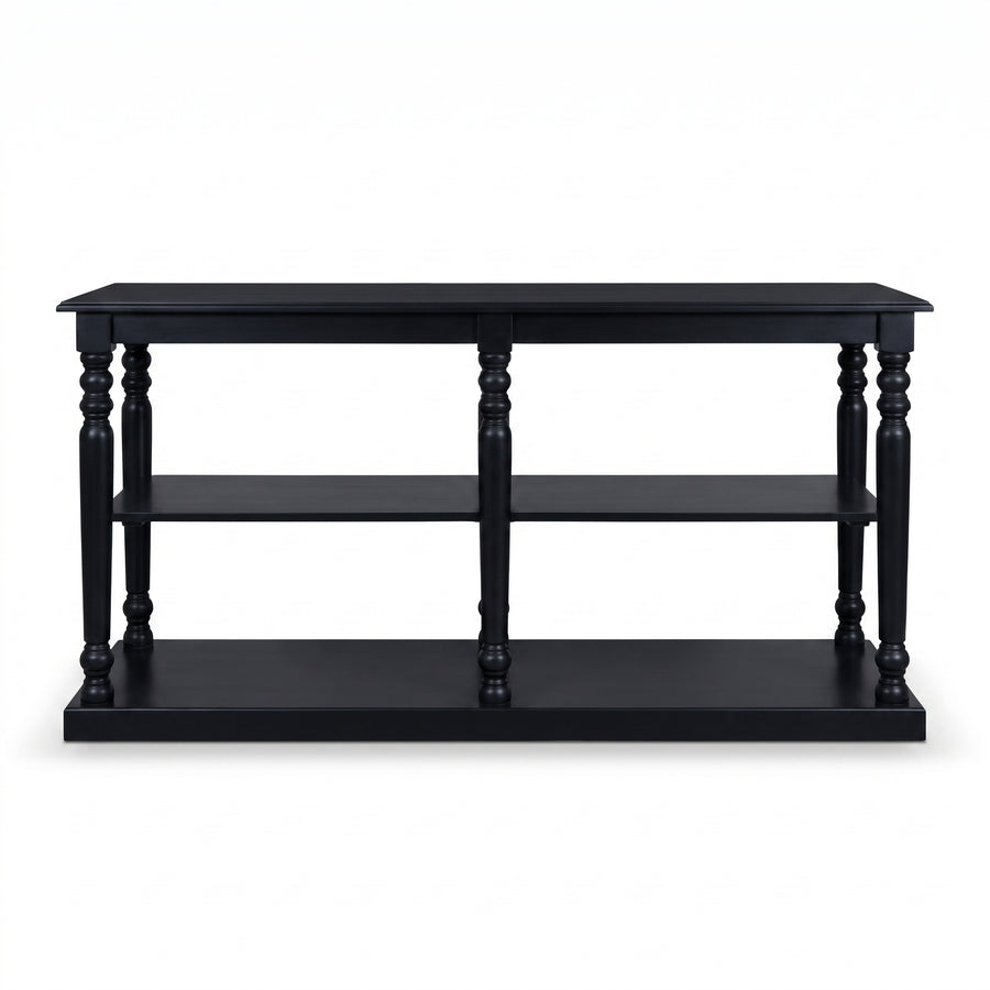 Console table Jarnac in black, front view, 180 x 60 x 89 cm