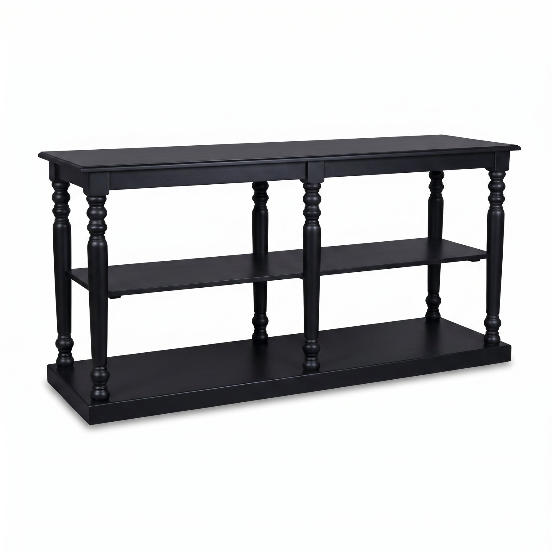 Console table Jarnac in black, three-quarter view from the front left, 180 x 60 x 89 cm
