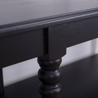 Console table Jarnac in black, close-up of the finish and construction, 180 x 60 x 89 cm