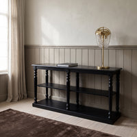 Console table Jarnac in black, in an interior, 180 x 60 x 89 cm