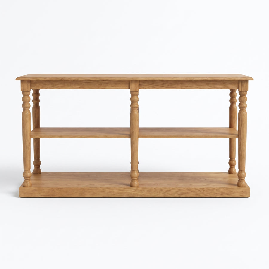 Console table Jarnac in oak, front view, 180 x 60 x 89 cm