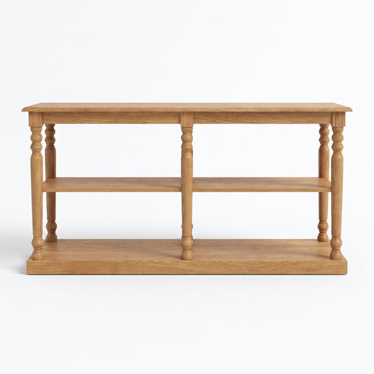Console table Jarnac in oak, front view, 180 x 60 x 89 cm
