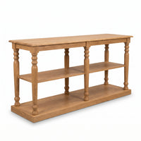 Console table Jarnac in oak, three-quarter view from the front left, 180 x 60 x 89 cm