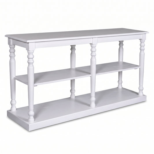 Console table Jarnac in white, three-quarter view from the front left, 180 x 60 x 89 cm