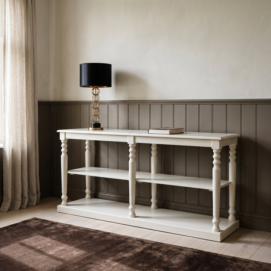 Console table Jarnac in white, in an interior, 180 x 60 x 89 cm