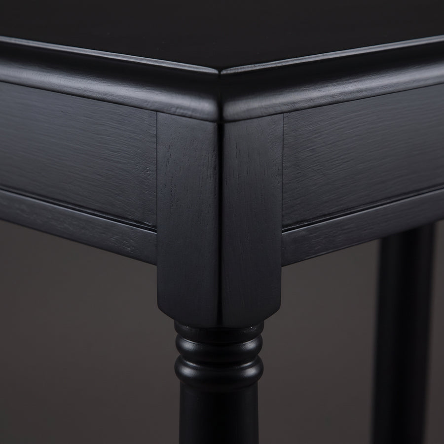 Console Table Morgon in black, close-up of the finish and construction, 45 x 35 x 78 cm
