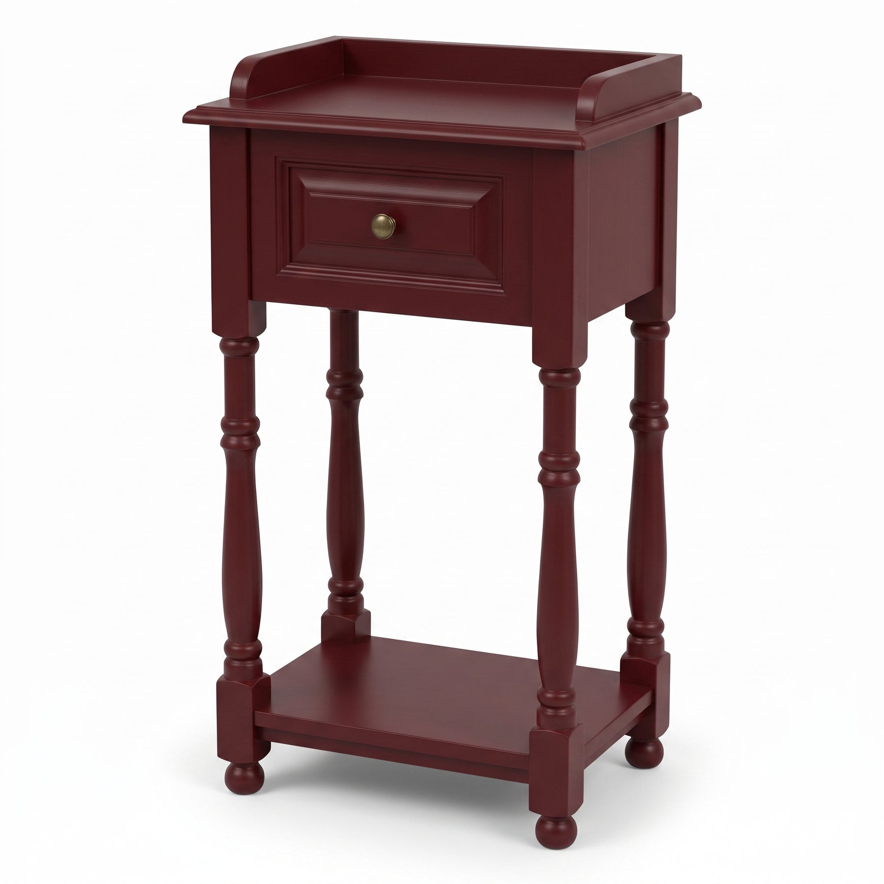 Console Table Morgon in bordeaux, three-quarter view from the front left, 45 x 35 x 78 cm