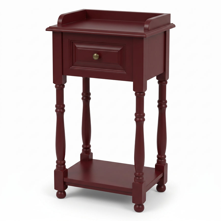Console Table Morgon in bordeaux, three-quarter view from the front left, 45 x 35 x 78 cm