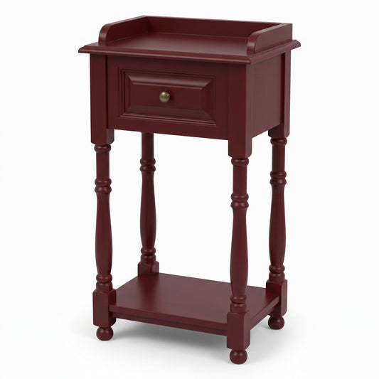 Console Table Morgon in bordeaux, three-quarter view from the front left, 45 x 35 x 78 cm