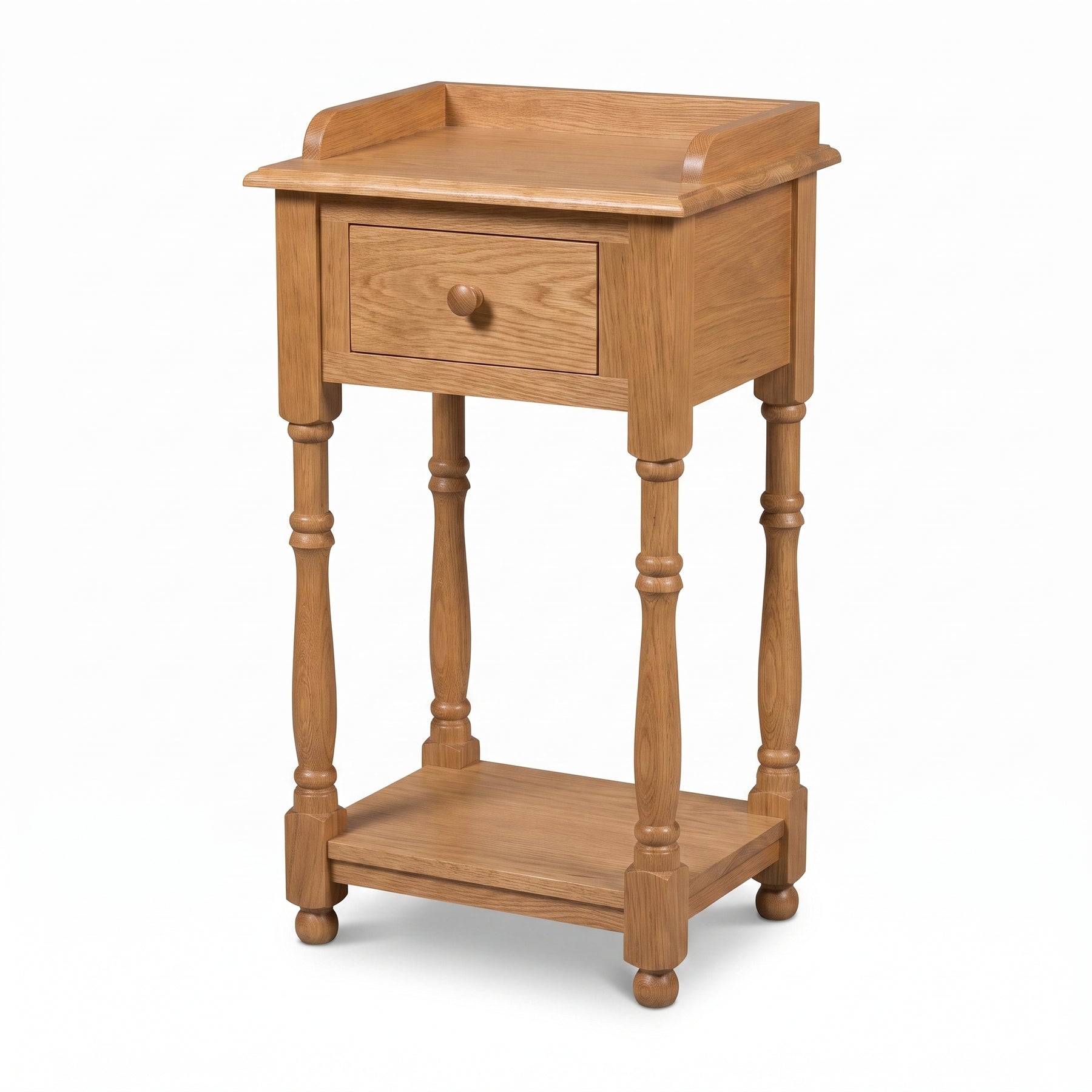 Console Table Morgon in oak, three-quarter view from the front left, 45 x 35 x 78 cm