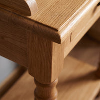 Console Table Morgon in oak, close-up of the finish and construction, 45 x 35 x 78 cm
