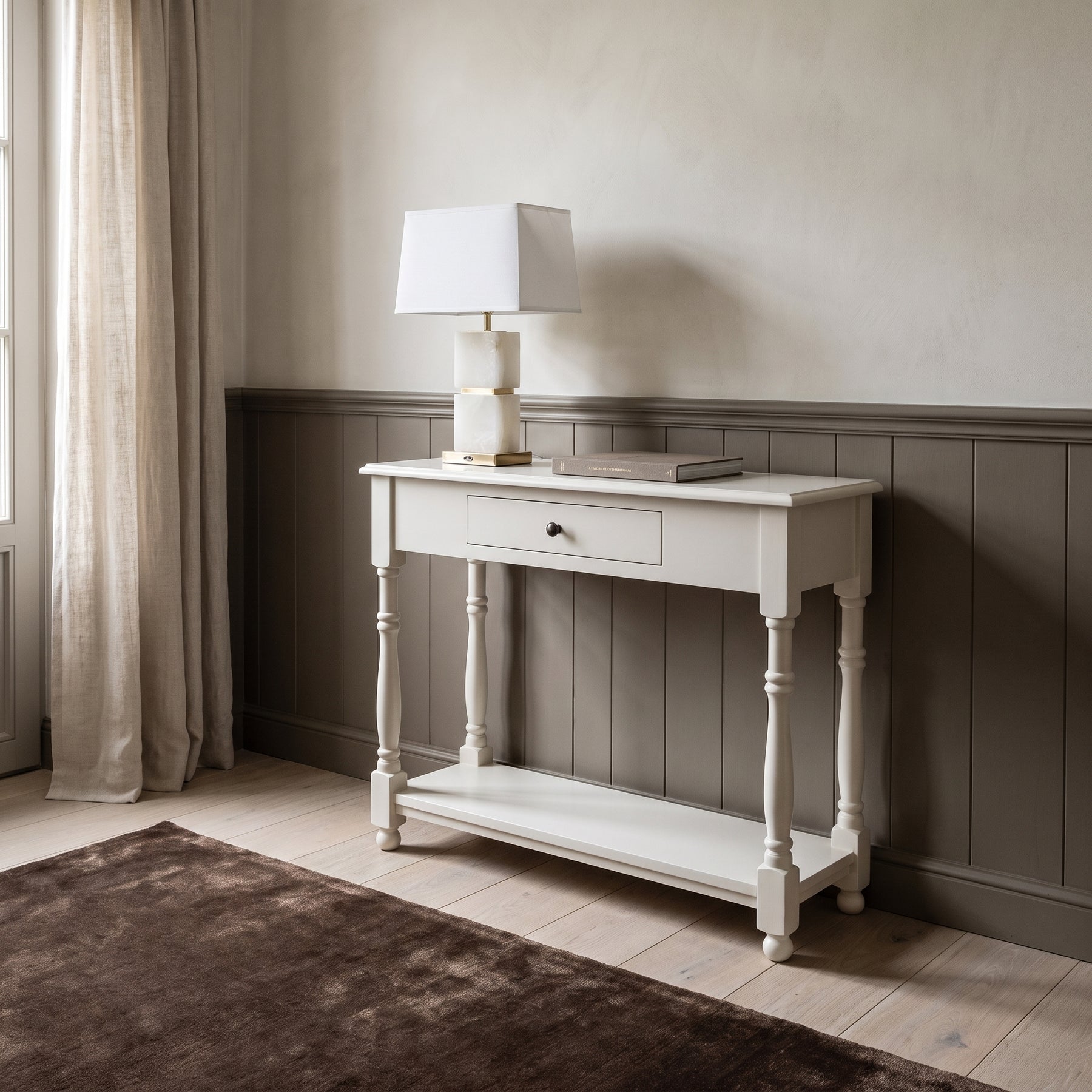 Console Table Morgon in white, in an interior, 45 x 35 x 78 cm