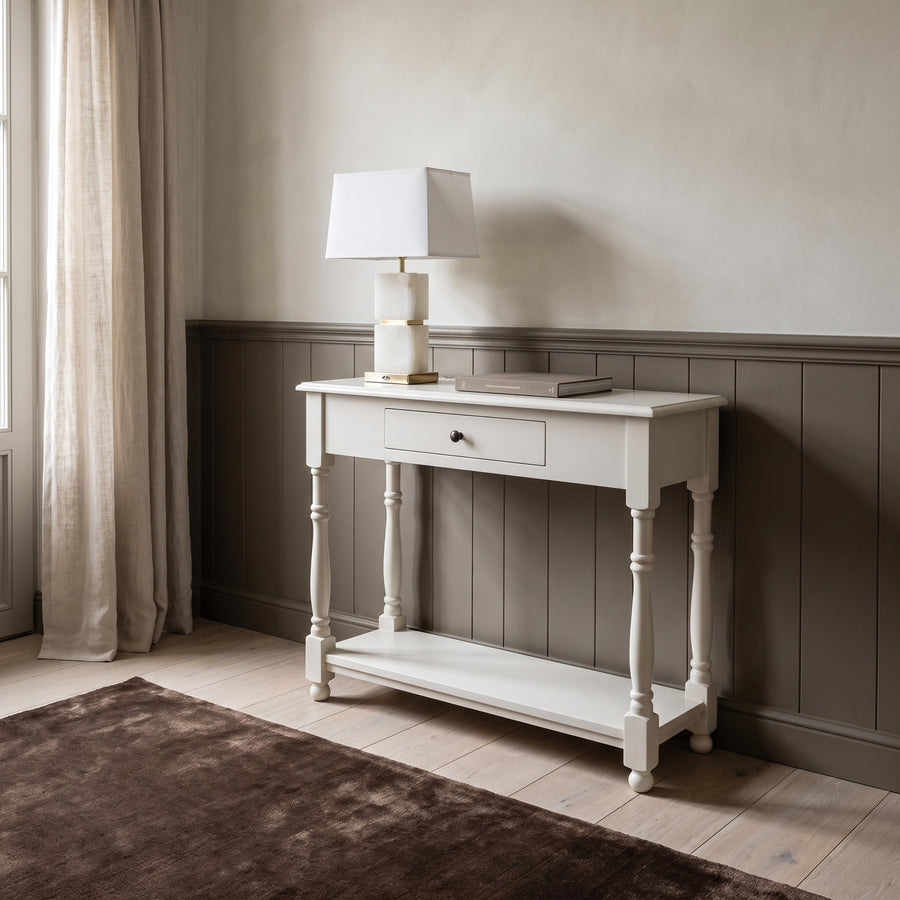 Console Table Morgon in white, in an interior, 45 x 35 x 78 cm